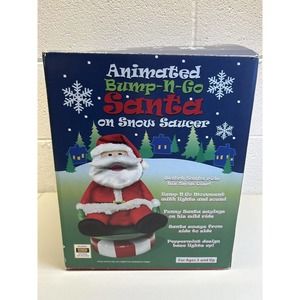 Animated Bump-N-Go Santa On Snow Saucer - Box Battery Christmas WORKS Spook Pets